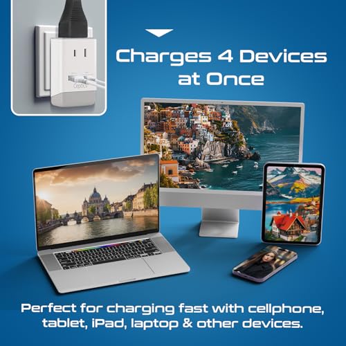 Image of Ceptics 2 Pack European Travel Plug Adapter, US to Europe Plug Adapter, 18W PD-QC 3.0, Dual USB & USB-C - 2 USA Socket - Compact - Use in Greece Italy Turkey Portugal - Type C Fast Charging (2-Pack)
