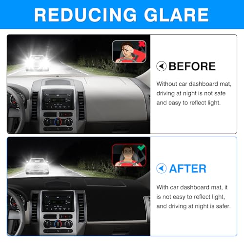 Image of Autorder Dashboard Cover Mat for Ford Edge 2007-2014 Accessories Dash Cover Upgrade Flannel Dash Mat Sunshade Glare UV Rays Protector