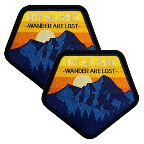 2 PCS not All Who Wander are Lost Patches for Jacket- Hook and Loop Funny Patch for Biker Clothing- Embroidered Trendy Sew on Decor Tags Emblem for Vest Harness Clothes Backpack Travel