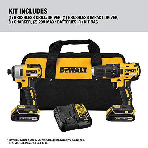 Dewalt 20V Max* Cordless Drill Combo Kit , Brushless, (Dck277C2) #TOP4