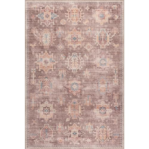nuLOOM 8' x 10' Machine Washable Area Rug with Waterproof Spill Proof Surface, Non Slip Backing and Stain Resistant for Living Room, Bedroom, Kitchen, Dining Room, Philomena Brown