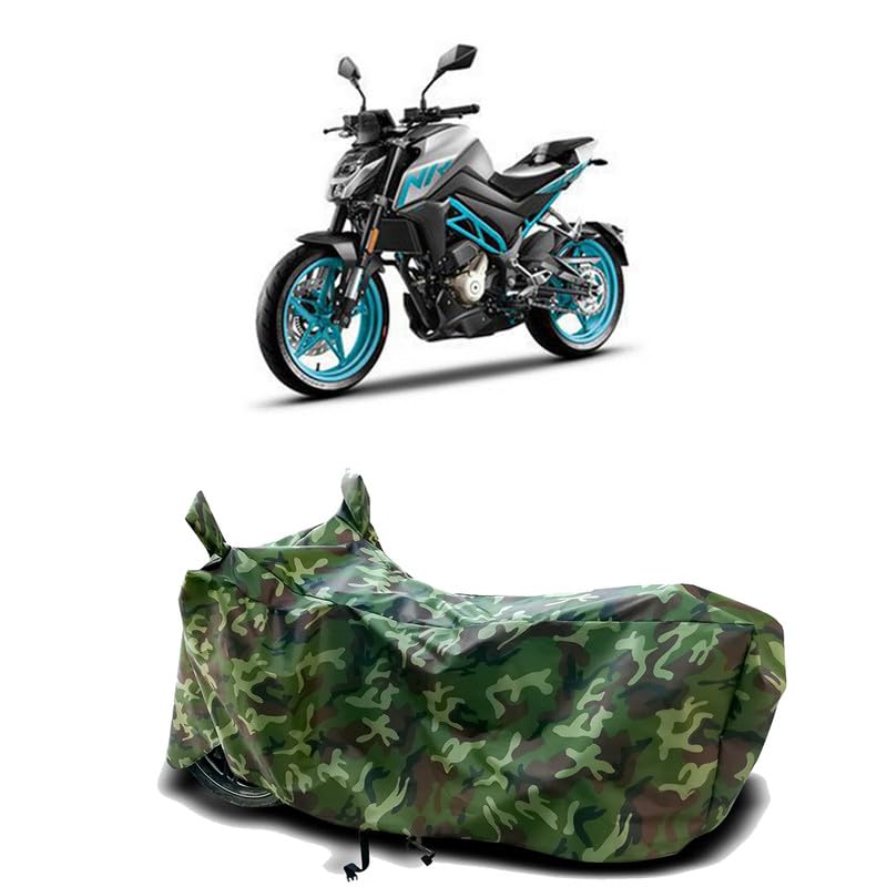Image of DUFFEL-100% Heat Protection Two Wheeler Bike /Scooty Body Cover for CFMoto 300NK Water Resistance /UV-Rays /Birds Dropping /Scratchproof /Dust Proof /Waterproof[Green Jungle Print]