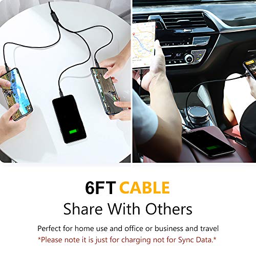 Puxnoin Multi Charging Cable, 6Ft 2Pack Multi Charger Cable Universal 3 In 1 Multiple Usb Cable Fast Charging Cord With Type C, Micro Usb Port Connectors Compatible With Cell Phones Tablets And More #TOP6