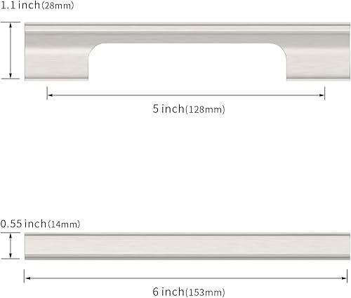 Miniatura 3 de Asidrama Paquete de 10 manijas de gabinete de cocina de níquel satinado cepillado de 5 pulgadas (5.039 in), tiradores de gabinete, accesorios de