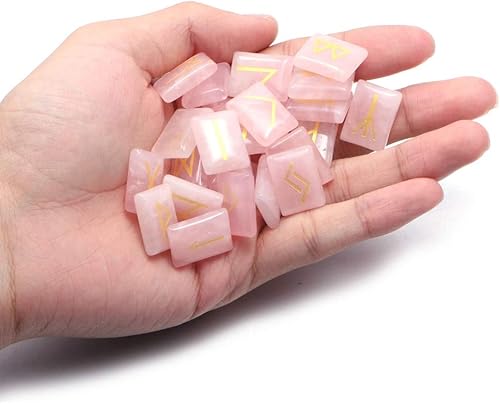 Miniatura 2 de Juego de piedras de runa con alfabeto de élder Futhark grabado con runas naturales, piedras de cristal para meditación, curación de adivinación,