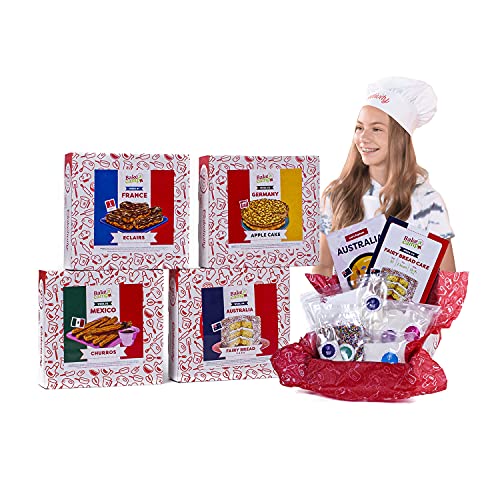 Baketivity Bake-A-Camp Kids Baking Set for Cultural Awareness. Includes 4 Baking Kits for Kids with Pre-Measured Ingredients with Each Baking Kit Containing Ingredients for a Different Cultural Food.