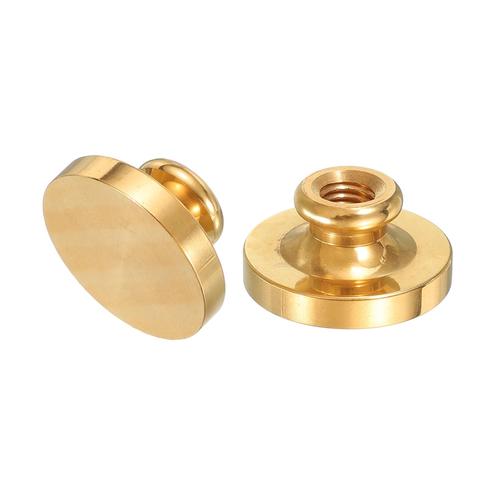 PATIKIL 1.1" Blank Wax Seal Stamp Head, 2Pcs Round Brass Sealing Wax Stamp Heads for DIY Card Making Envelope Sealing Wedding Invitation Crafting, Gold Tone — image 1