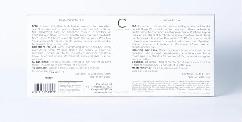 Cosmofarma Royal Placenta Hair Lotion, 12-Count