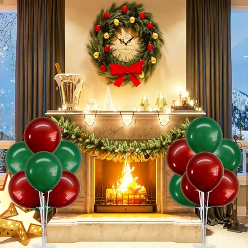Image of TONIFUL 4 Set Dark Red Green Balloon Stand Balloon Centerpiece for Table