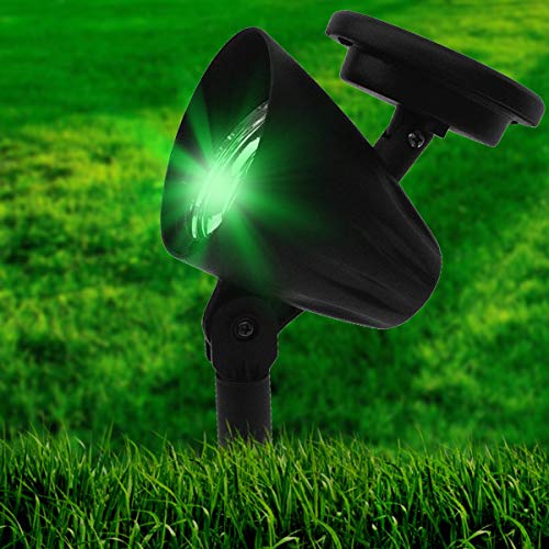Kit 2 - Luminária Solar Spot Refletor LED Verde com Espeto de Jardim
