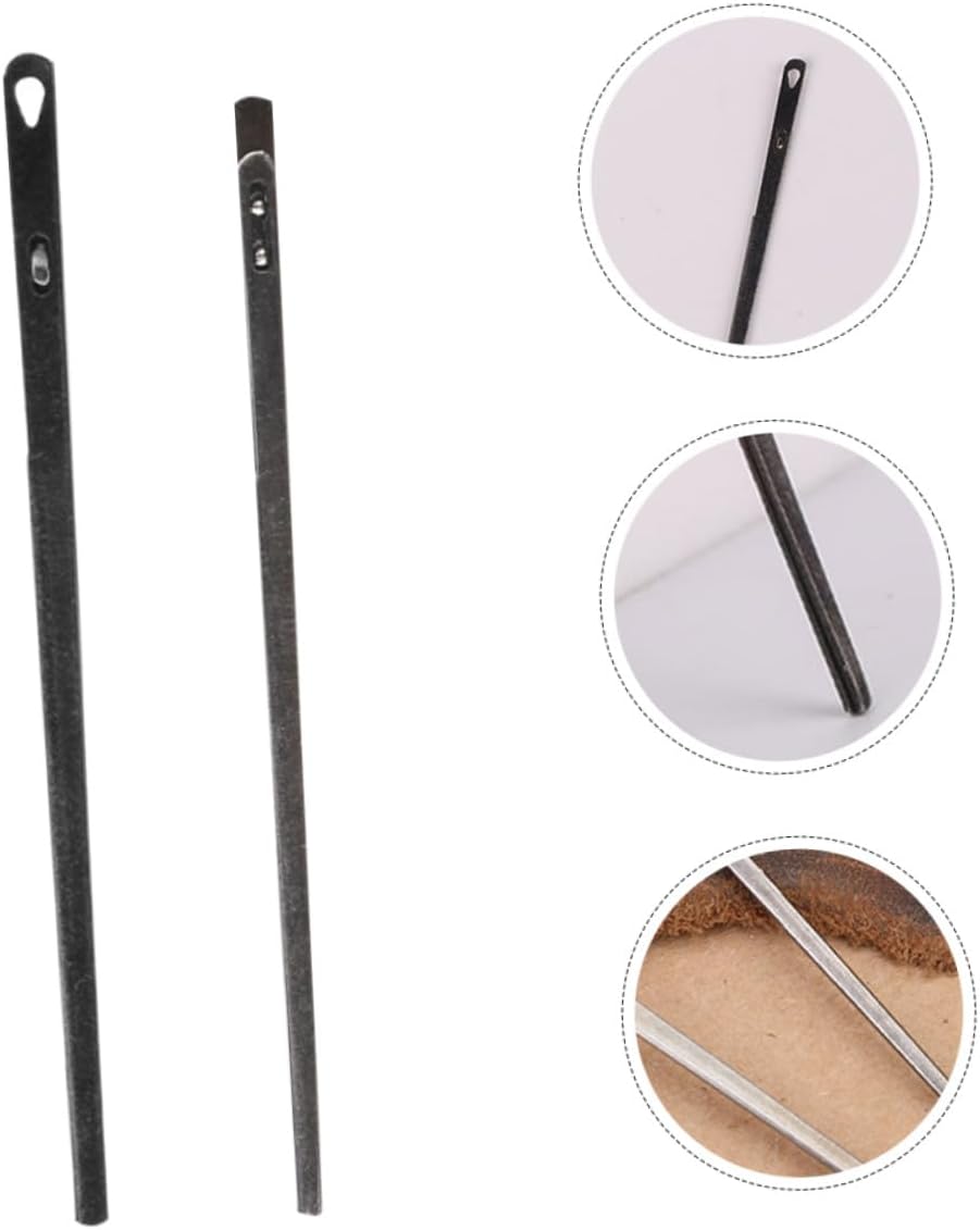 GRADENEVE 2Pcs Steel Leather Needles for Hand Stitching Lightweight Sewing Needles with Single and Double Design for Leathercraft Projects and Handmade DIY