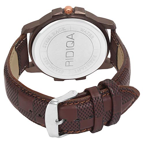 RIDIQA Analog Wrist Watch Brown Dial Brown Belt RD-194 - Image 4