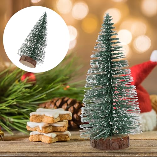 BESPORTBLE 10er Pack Mini Weihnachtsbaum Ornamente mit schneebedeckten Kiefern DIY Tisch Desktop Dekoration für Zuhause Shop - 10cm