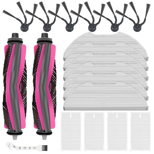 Image of 19 Packs Accessories Kit for Eureka E20 Evo Plus (NOT for E20 Plus) Robot Vacuum Cleaner, 2 Rubber Brushs, 4 HEPA Filters, 6 Mop Pads, 6 Side Brushes, 1 Cleaning Brush