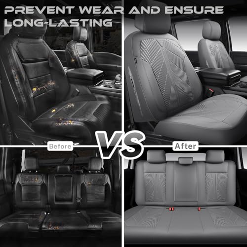 Image of CAR PASS Waterproof Car seat Covers Full Sets Neoprene Wetsuit, All-Weather Non-Slip Durable, Universal Fit for SUV Sedans Trucks Vans Automotive, Armrest Airbag Compatible, 3D Emboss All Gray