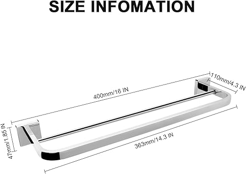 Miniatura 2 de NearMoon Toallero de baño doble, accesorios de baño, toallero grueso de acero inoxidable para bañococina, elegante soporte para toallas con borde de