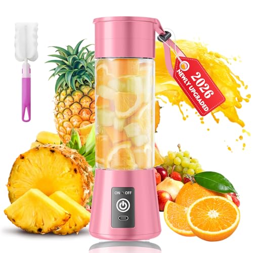 Image of Portable Blender for Smoothies & Shakes - Cordless Personal Size Blender with 6 Blades, 380Ml Juice Cup, Lightweight & Rechargeable, Freshly Squeezed for Picnic /Sports /Office
