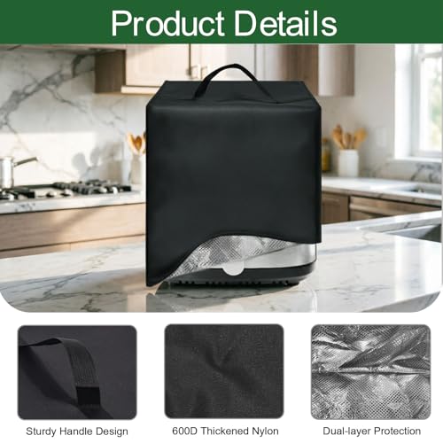 Image of Heavy Duty Air Fryer Dust Cover for Chefman 8QT TurboFry XL Air Fryer,13.78 inchDx11.02 inchWx13.39 inchH, 600D Nylon w /12m Foil Lining, Heat-Resistant Waterproof Oil-Proof, Reusable AirFryer Dust Cover