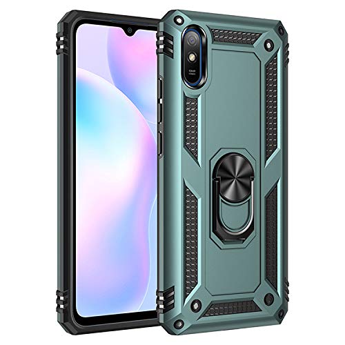Jielangxin Keji Case for Xiaomi Redmi 9A Case Cover,360 Degree Rotating Ring Holder Kickstand Case for Xiaomi Redmi 9A M2006C3LG M2006C3LC Case Cover Green