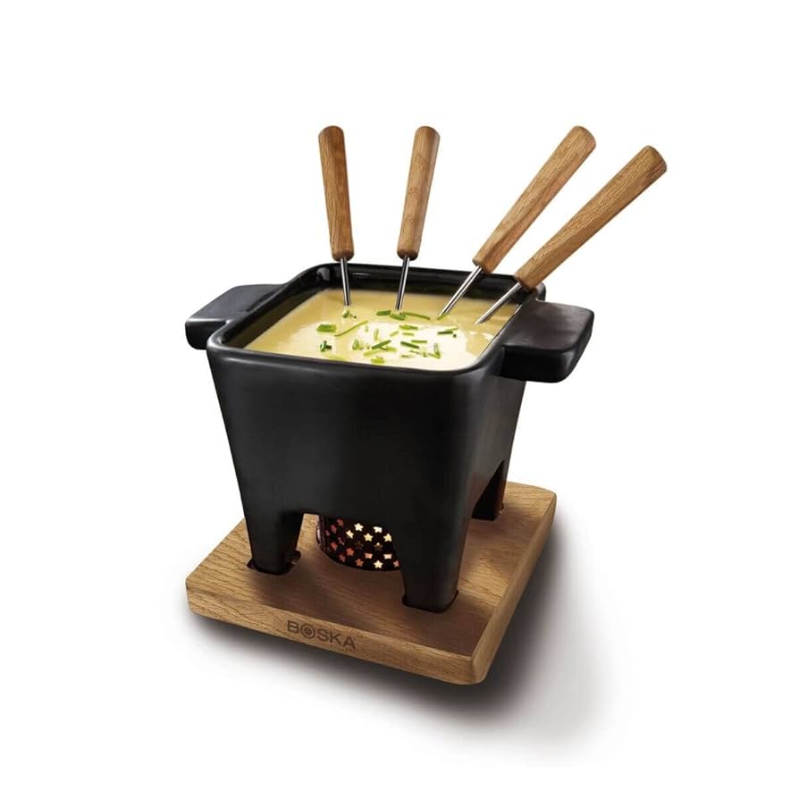 BOSKA ボスカ　チーズフォンデュ鍋　セット Amazon.co.jp: BOSKA(ボスカ) フォンデュ鍋 ブラック 17.5