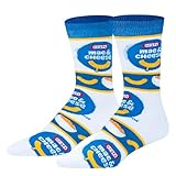 Crazy Socks, Mac & Cheese Stripes, Novelty Print Food Men's Crew Socks