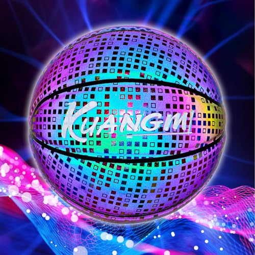 Baloncesto reflectante holográfico Kuangmi talla 7 para brillar en tus partidos nocturnos