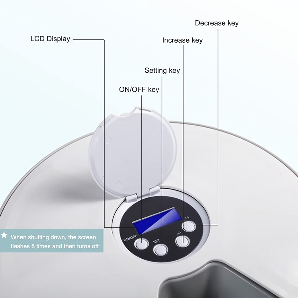 Programowalny automatyczny karmnik dla zwierząt domowych z wyświetlaczem LCD, timer, przypomnienie o muzyce, automatyczny dozownik żywności, kontrola porcji dla kota i psa