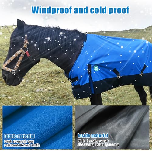Image of Adjustable Waterproof Horse Sheet | Horse Blankets for Real Horses|Perfect Rainy Day Protection(80 inch, Blue)