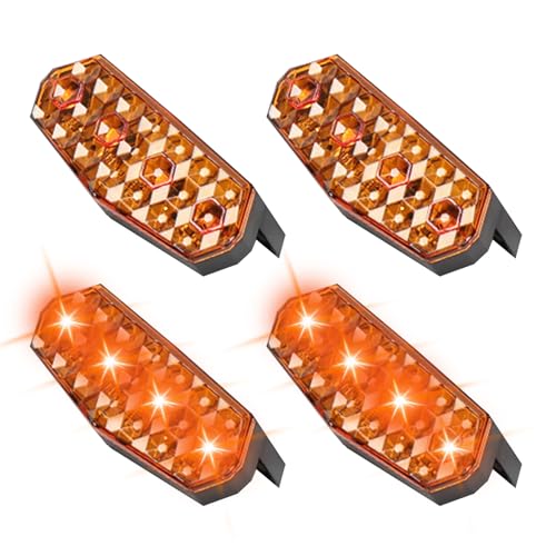 Quorvex Luci Stroboscopiche - Luci di Sicurezza a LED Lampeggianti ad Energia Solare,4 Lampade Ad Alta Luminosità per Veicoli Motociclette Guardrail Segnaletica da Cantiere