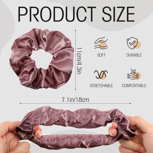 Image of Tatuo 24 Pieces Hair Scrunchies for Girls,Elegant Colors,Satin | Large Soft Elastic Scrunchies for Kids Women, Bulk Pack for Party Favors Gymnastics Dance, Ponytail Ties Gentle Hold
