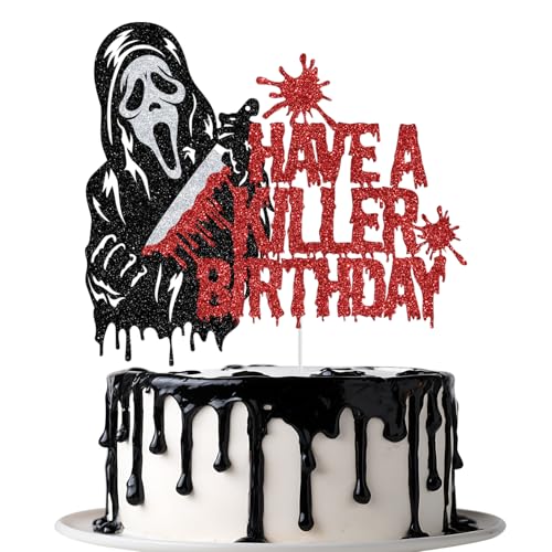 Have a Killer Birthday Cake Topper Halloween Themed Birthday Cake Decorations Horror Movie Party Decor Halloween Zombie Vampire Bday Party Decorations Glitter