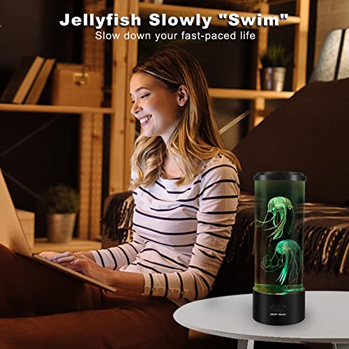 Lava Lamp For Kids, Color Changing Night Light With 2 Jellyfishes, Usb & Battery Powered Desk Decor Aquarium Mood Lamps, Holiday Birthday Gifts For Adults Boys Girls Women (Black) #TOP2
