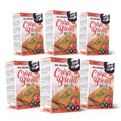 Forpro CarbControl 30% Protein Crisp Bread Tomato & Provence | 6er Pack Knusperbrot | Kohlenhydratarm | Kalorienarme | Brot & Knäckebrot | als Snack pur oder mit Aufstrich
