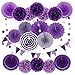 Zerodeco Decorazione di Festa, 21 Pezzi Viola Ventilatori di Carta, Pompons, Bandierine Triangolare, Ghirlande per Decorazione della Festa Nuziale Nozze Nidi Tatuaggi Nuziale Doccia Decorazione