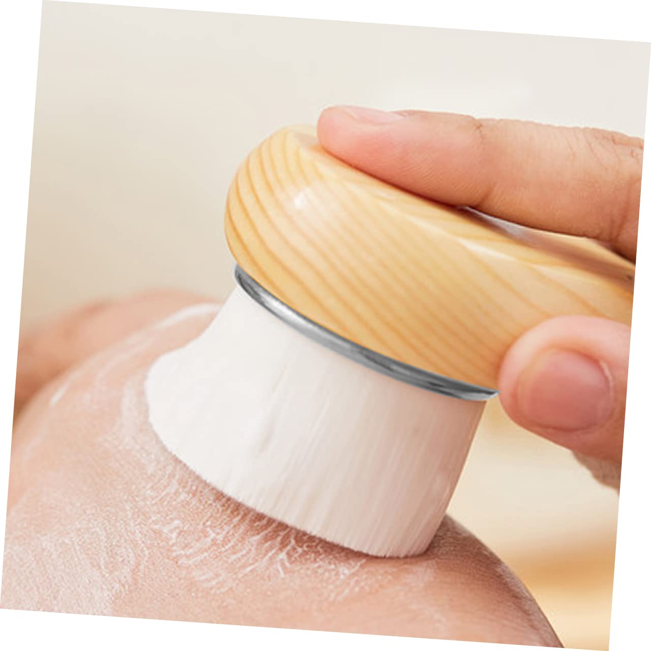 WEKADRIN Gentle Exfoliator for Face Facial Cleansing Brush Wooden Long Handle Deep Pore Cleaning Face Scrubber Tool