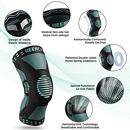 Image of NEENCA Professional Knee Brace, Compression Knee Sleeve with Patella Gel Pad & Side Stabilizers, Knee Support Bandage for Pain Relief, Medical Knee Pad for Running, Workout, Arthritis, Joint Recovery