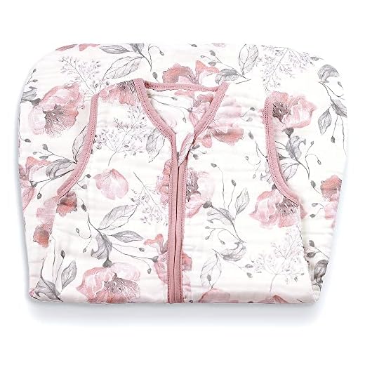 Aenne Baby, Muslin bärbar filt blommigt vallmotryck, TOG2.5 varm 4 lager bambu bomull, liten (0-6 månader, 28 tum/70 cm) 1 förpackning. Sovsäck, babyflicka duschgåvor