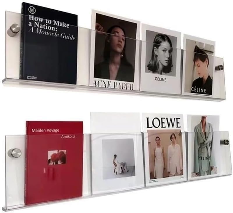 Scifimpマガジンラック 2個セット 壁掛け 透明アクリル ウォールラック 絵本収納 レコード・パンフレット整理 本棚 書類収納