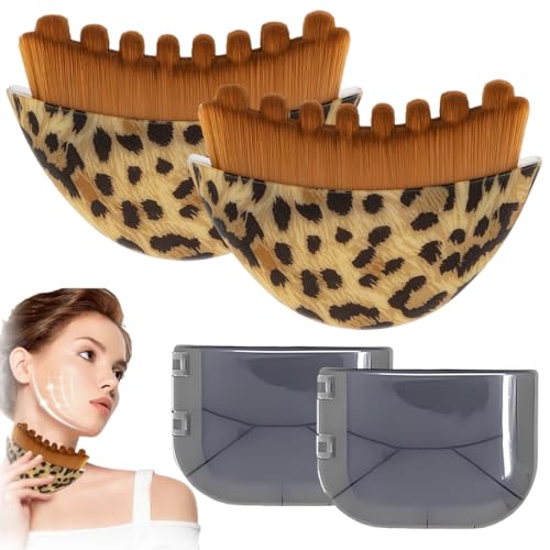 Cepillo linfático facial con estampado leopardo - Lymphatic contour face brush suave, efecto lifting natural