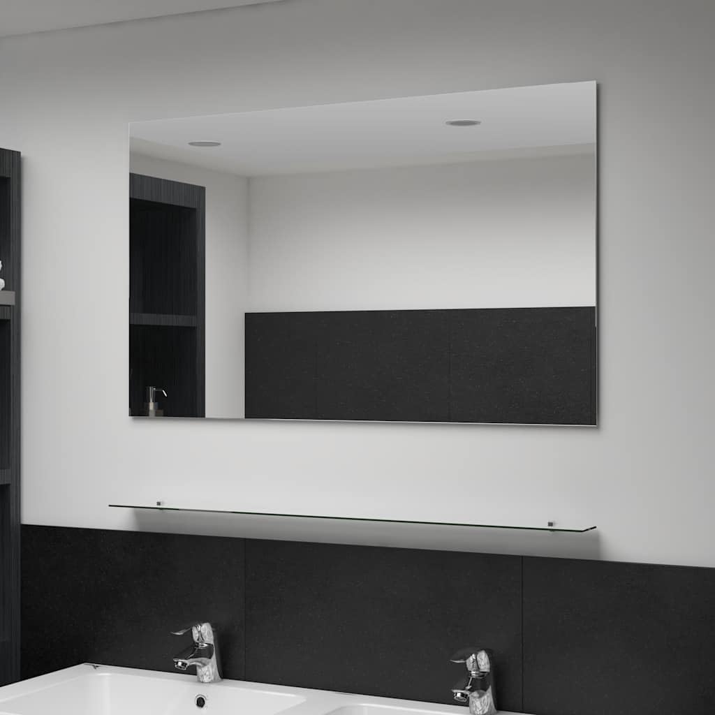 Miroir mural décoratif 100x60 étagère rangement pour reflet luminosité couloir