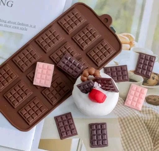 Image of Silicone Chocolate Molds, Breakable Mini Candy Bar, Heart Moulds, Chocolate Bar, 15 Cavity, Mix Design Mould for Cake, Jelly, Candy,Ice,Fondant Making - Pack of 4