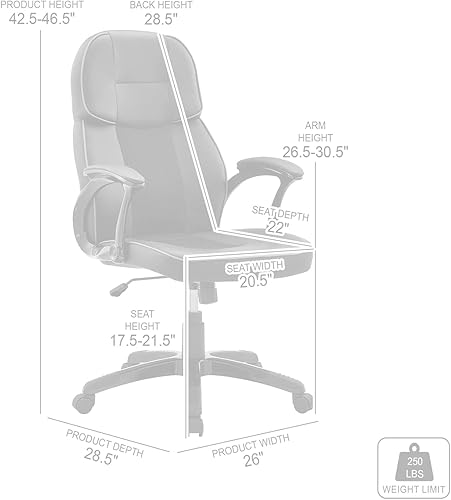 Miniatura 3 de Armen Living Bender - Silla de juegos para computadora de oficina, altura ajustable y giro de 360, piel sintética negra y detalles rojos