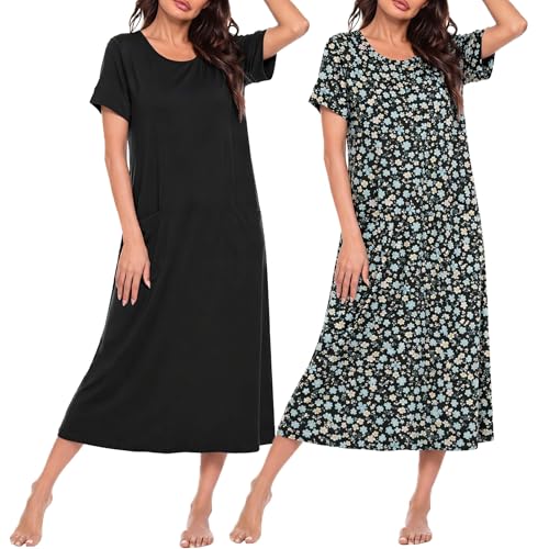 Ekouaer Long Nightgowns for Women Soft House Dress Plus Size Moo Moos - image 1