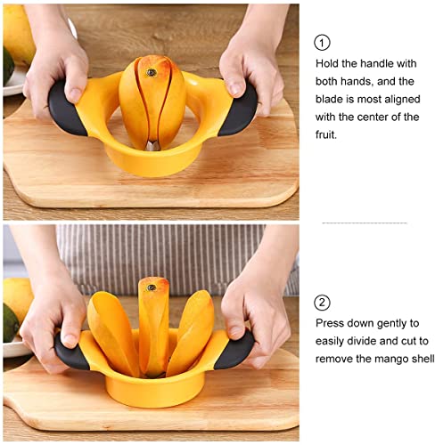 Mango Slicer, Mango Splitter, Mango Cutter With Stainless Steel Blade, Mango Pit Remover Tool, Mango Divider With Ergonomic Rubber Grip Handle, Easy Remove Pit And Divide #TOP3