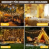 200 LED Lichterkette Strombetrieben,27M Lichterkette Kugel warmweiß mit Stecker für Außen und Innen,IP44 Wasserdicht Lichterketten mit Dimmbar Fernbedienung,Ideal für Zimmer,Weihnachten,Party,Garten – Ansicht 7