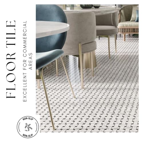 Tenedos CARBASKET Italian Bianco Carrara White Greyish Marble Basketweave Polished Mosaic Floor Wall Tile thumb #2