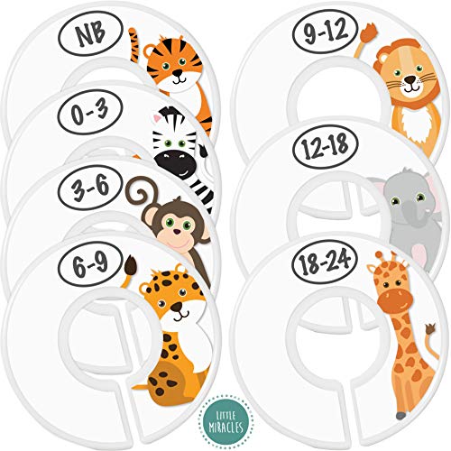 Baby Closet Size Dividers - 7X Safari Nursery Closet Dividers