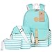 Bluboon Canvas Bookbags School Backpack Laptop Schoolbag for Teens Girls High School (Water Bule 3 in 1)