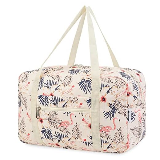 Narwey Bolsa Viaje Ryanair 40x20x25 cm Bolsa de Viaje Plegable Ligera Equipaje de Mano Mochila Avion Bolsa de Fin de Semana Bolsa de Deporte Bolsa Equipaje Vacacione 20L(Flamenco Beige)