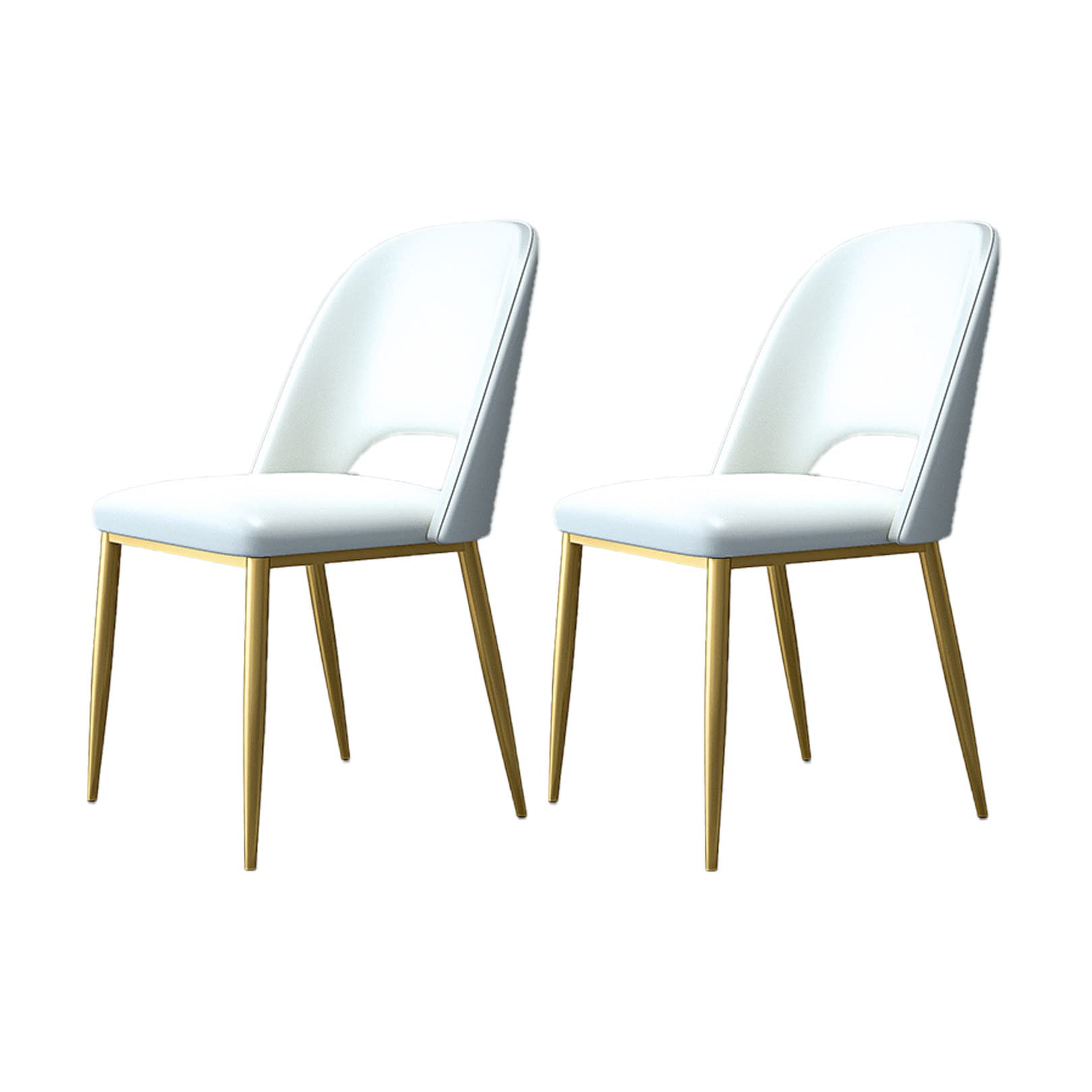 Chaise de salle à manger lot de 2 en similicuir marron et pieds en métal noir